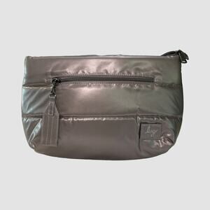 Lug Moonwalk Crossbody Bag Metallic Pearl Gray Quilted NWT Modern Minimalist Bag
